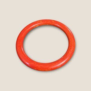 Vintage Orange Marbled Bakelite Bangle Bracelet 2.5" Inner Diameter Retro Jewelr